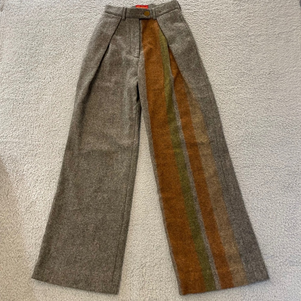 Vivienne Westwood Red Label Wool Mohair Pants Womens 40 Gray Wide Leg Pleated